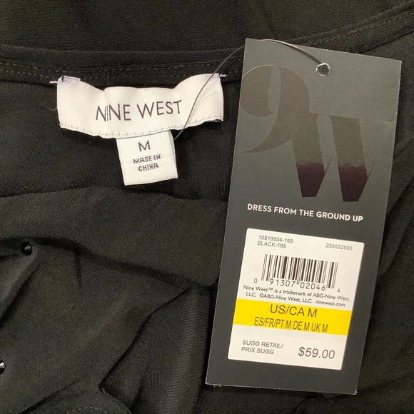 NINE WEST Women's Keyhole Crystal Elegant Top Long Sleeves sz M NWT - Picture 6 of 6